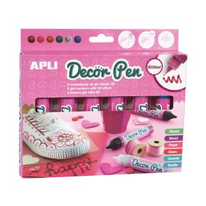 6 FEUTRES GEL DÉCORATION EFFET 3D PAILLETÉ