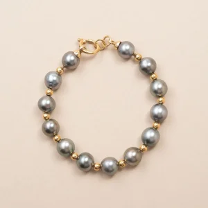 Bracelet Vintage Billes et Perles Grises