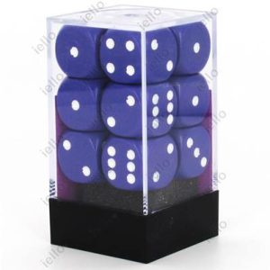 SET DE 12 DÉS OPAQUES VIOLETS POINTS BLANCS