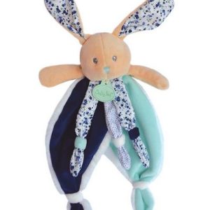 Les Doudous Câlins Baby Nat – Lapin Plat 30 cm – BLEU
