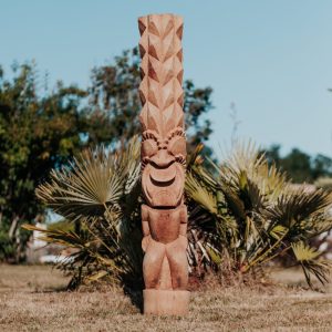 Estatua de jardín – Totem Tiki polynésien en bois de cocotier – 150cm Dili