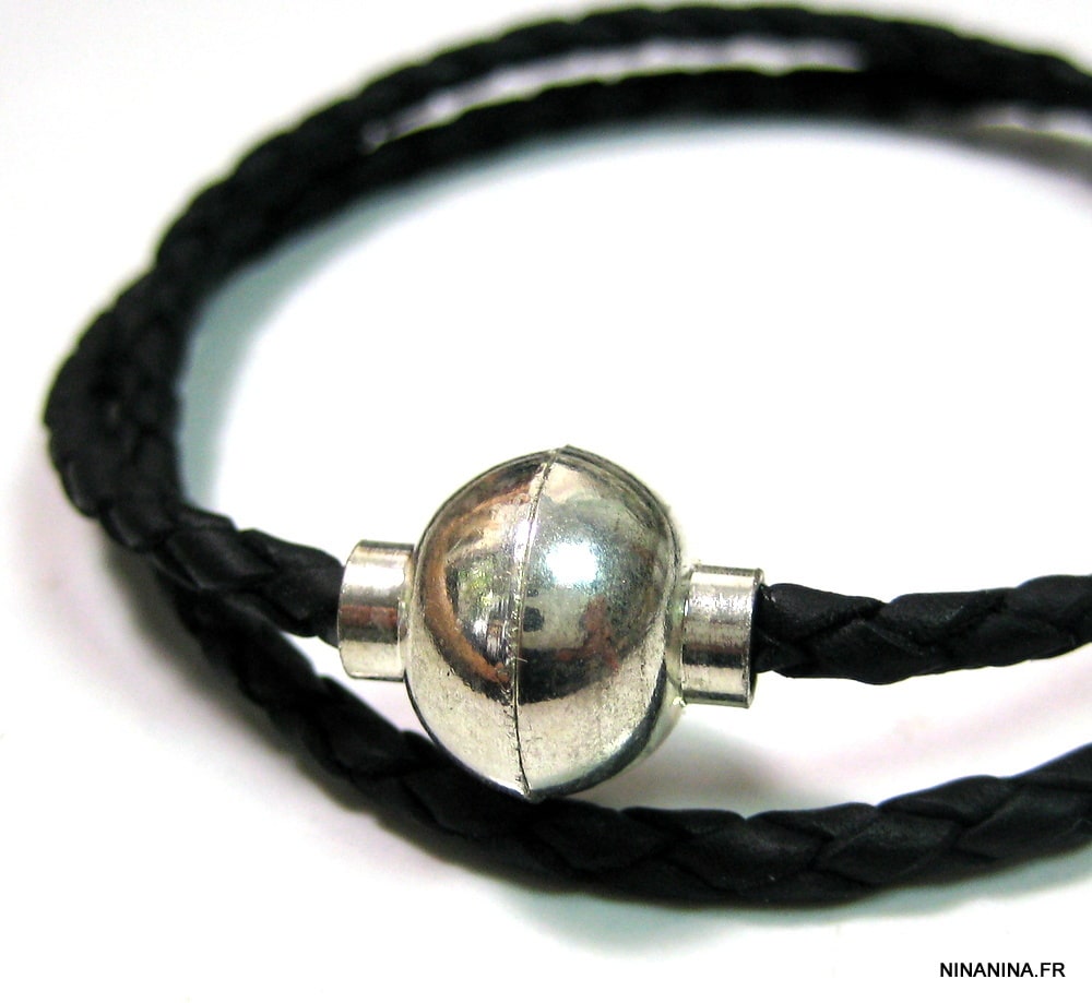 Bracelet cordon cuir tressé et fermoir aimanté – Image 2