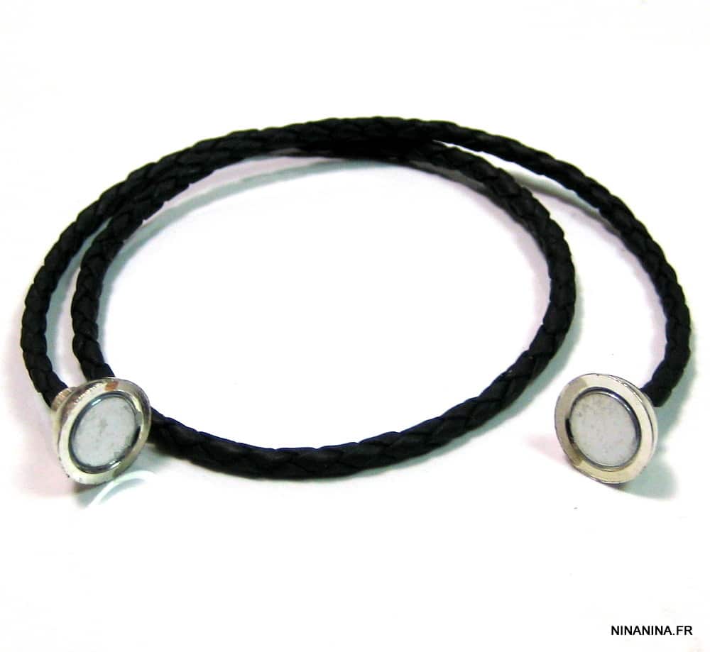 Bracelet cordon cuir tressé et fermoir aimanté – Image 6