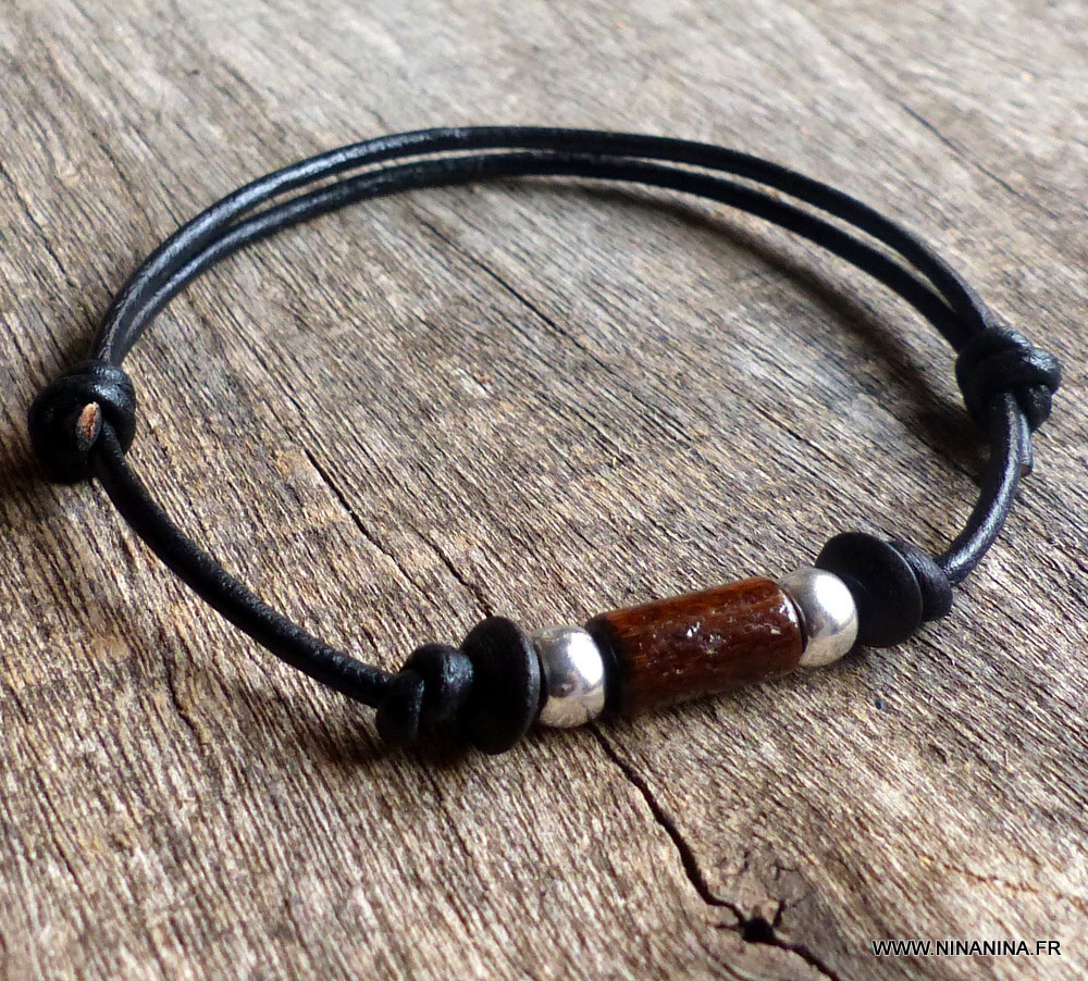 Bracelet cordon cuir et perles en bois – Image 6