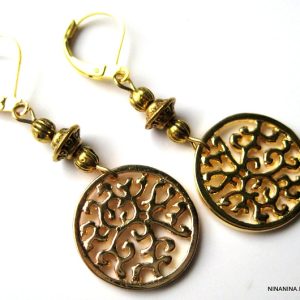 Boucles d&rsquo;oreilles métal doré filigrané