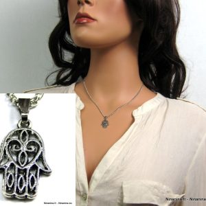 Collier main de fatma métal argenté