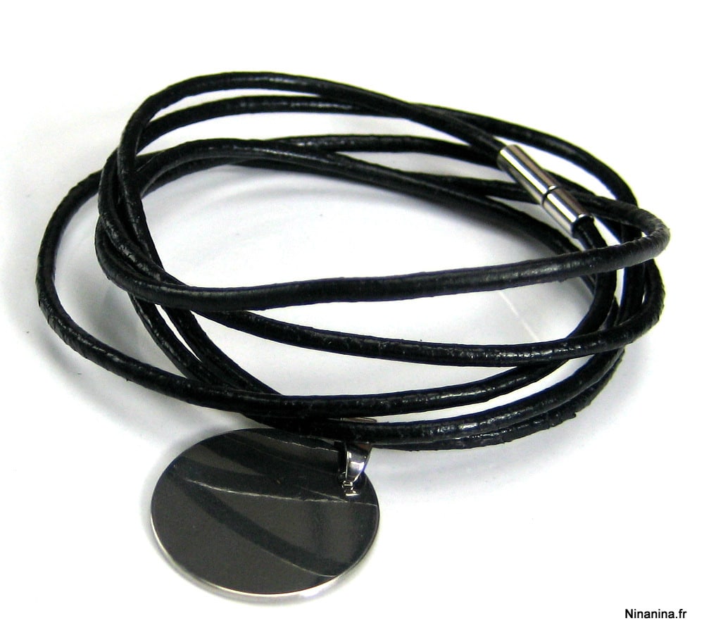 Bracelet cordon wrap cuir et Acier inoxydable – Image 6