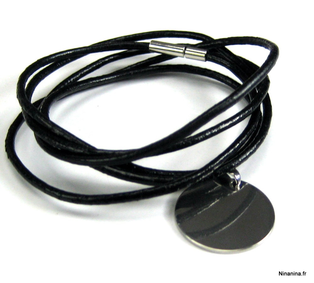 Bracelet cordon wrap cuir et Acier inoxydable – Image 7