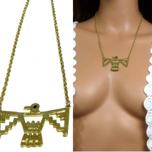 Plastron oiseau métal doré