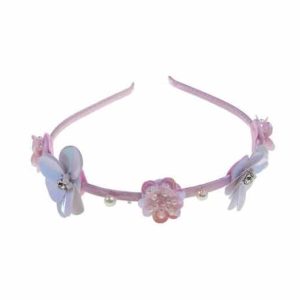 SERRE TETE FLEURS ET SEQUINS ROSES