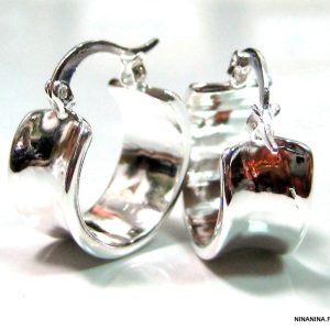 Boucles D&rsquo;oreilles créoles larges plaqué argent