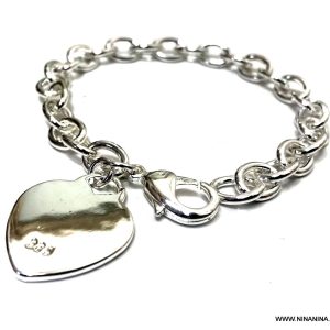 Bracelet gros maillon argent femme pendentif coeur