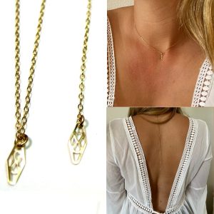 Collier de dos or plaqué gold filled 14 carats losange