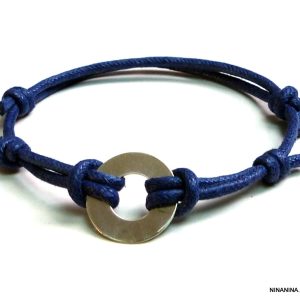 Bracelet homme cordon cible Argent 925 massif