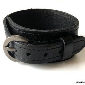 Bracelet de force cuir artisanal noir ou marron chocolat