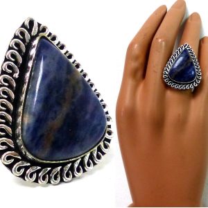 Bague triangulaire opale plaqué argent ajustable