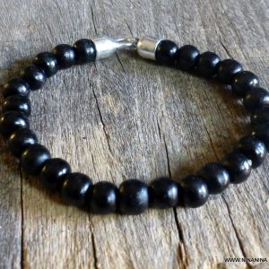 Bracelet de cheville en perles bois noires pour homme
