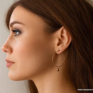 Boucles d&rsquo;oreilles lune etoile – créoles bohème plaqué Or artisanales