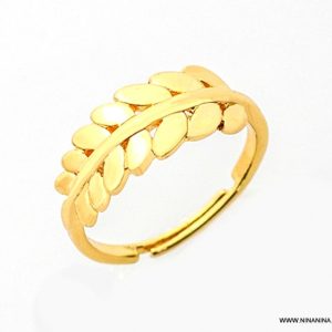 Bague feuille de laurier Acier inoxydable doré ajustable
