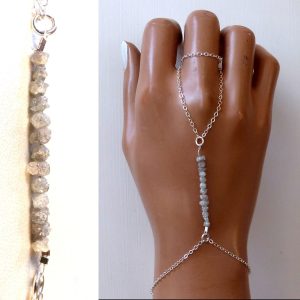 Bracelet bague Diamant brut blanc et Argent 925