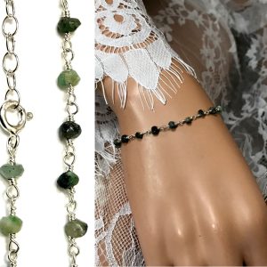 Bracelet pierre emeraude femme Argent 925 massif