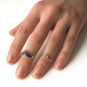 Bague pour phalange réglable doré ou argenté minimaliste Forme V