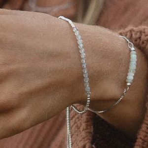 Bracelet Perle Labradorite Femme Pierres 4mm Argent 925 Fait Main En France