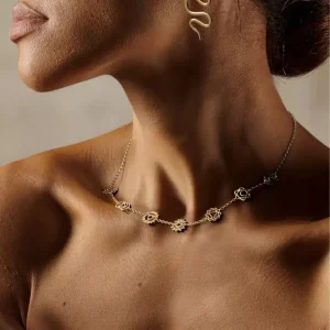 Collier Chakras Or Ras De Cou Acier Inoxydable Doré Artisanal