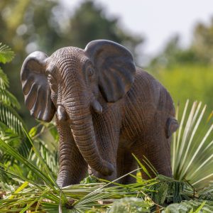 Statue éléphant extérieur en pierre reconstituée noir antique 85cm